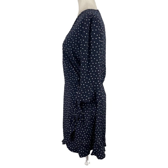 LOFT Polka Dot Wrap Ruffled V-Neck Romper in Navy & White Size 6 Skort Dress - Picture 10 of 16